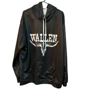 Wallen Unisex Bull Skull Graphic Hoodie Black Pullover 2XL​